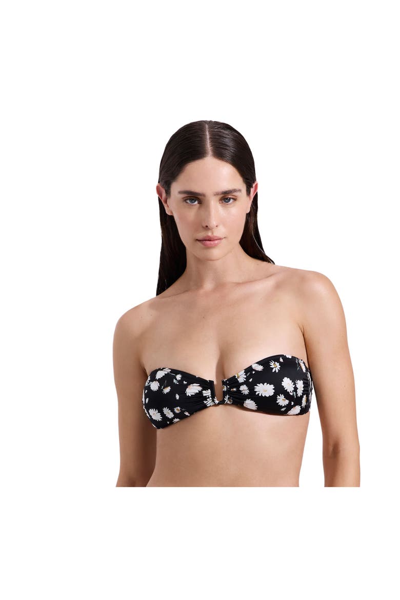 Marguerite Bandeau Bikini Top, Main, color, Black-White-Yellow