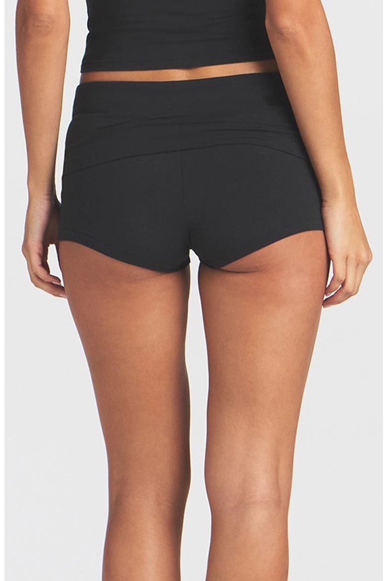 Stretch Cotton Jersey Foldover Shorts, Alternate, color, SOOT
