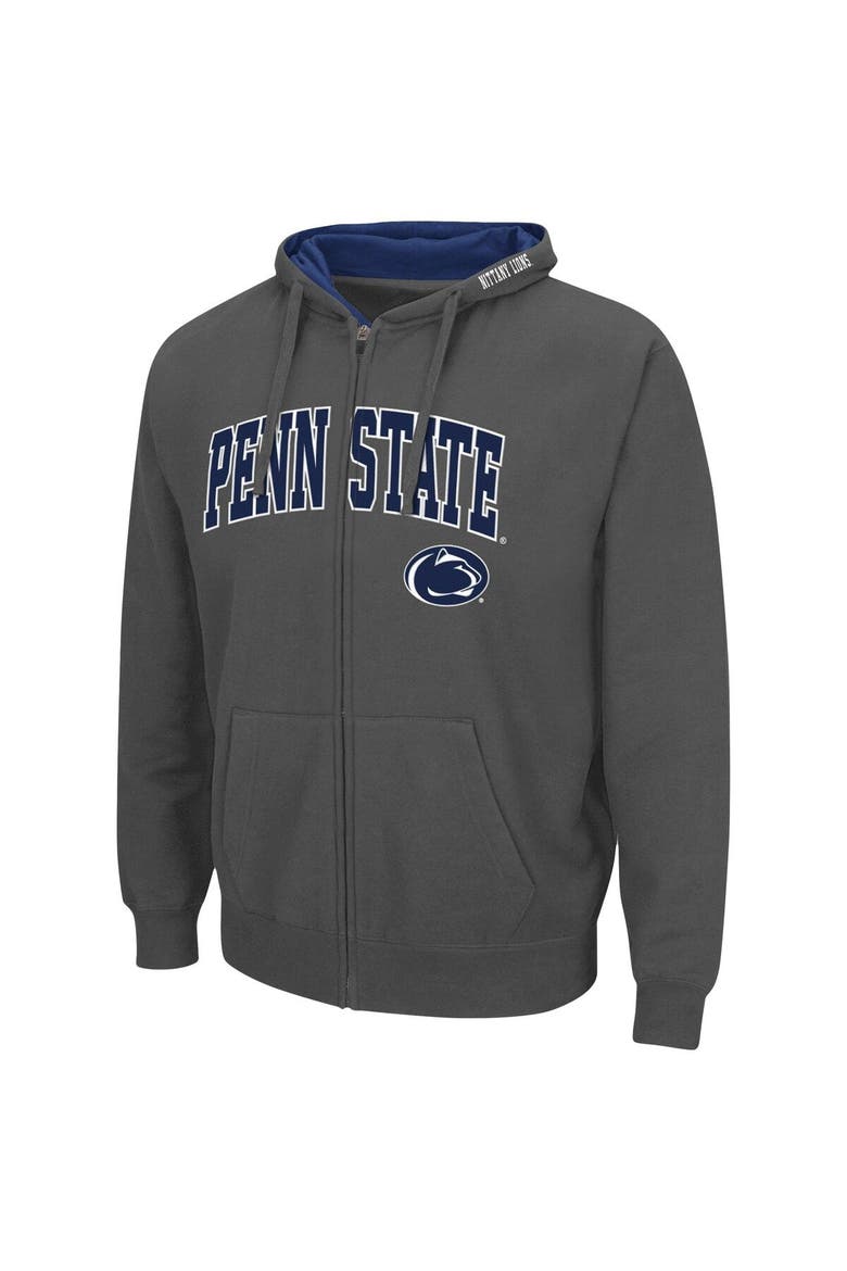Men's Colosseum Charcoal Penn State Nittany Lions Arch & Logo 3.0 Full-Zip Hoodie, Alternate, color, Charcoal