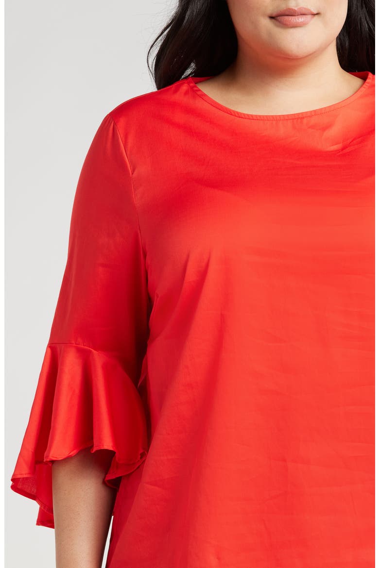 Malena Flutter Sleeve Cotton Top, Alternate, color, POPPY RED