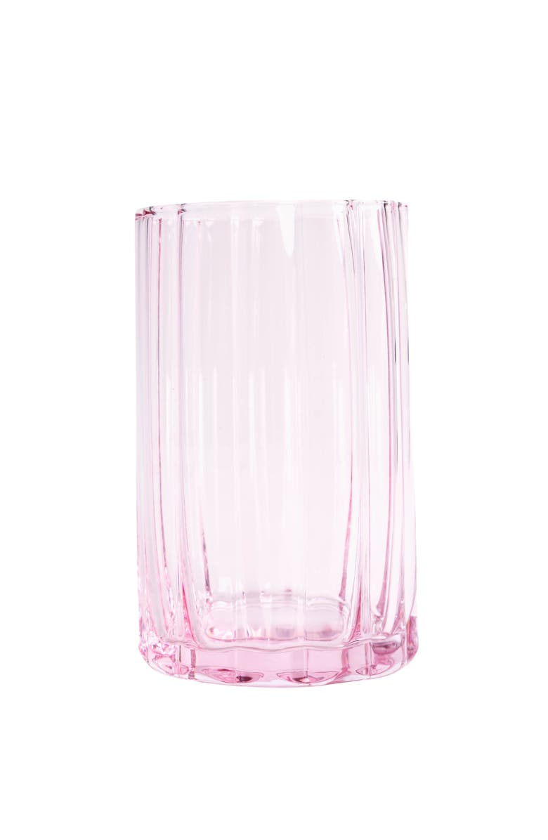 Jeanne Fitz Scalloped Rim Fluted Tall Tumbler Glass, Set of 4, 16oz, Blush Pink, Alternate, color, Pink