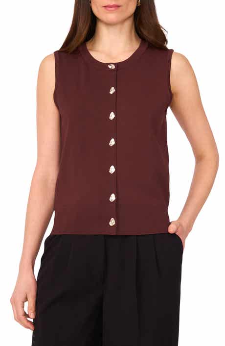 Vince Camuto Crewneck Button-Up Sweater Vest