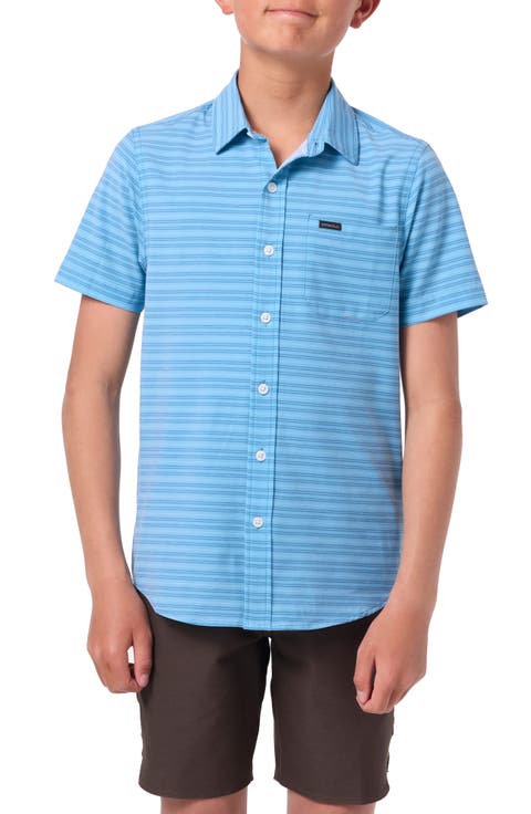 Kids' TRVLR Traverse Stripe Short Sleeve Button-Up Shirt (Big Kid)