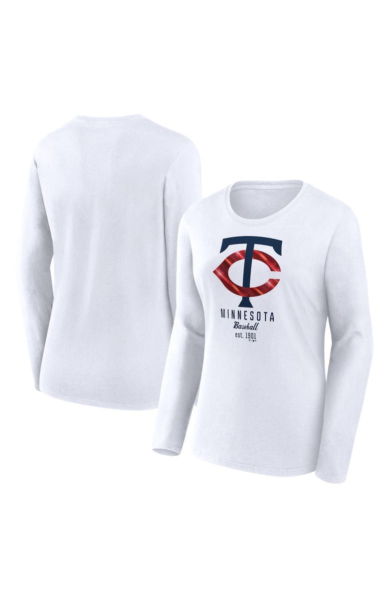 FANATICS Women's Fanatics Branded  White Minnesota Twins Lightweight Fitted Long Sleeve T-Shirt, Alternate, color, 