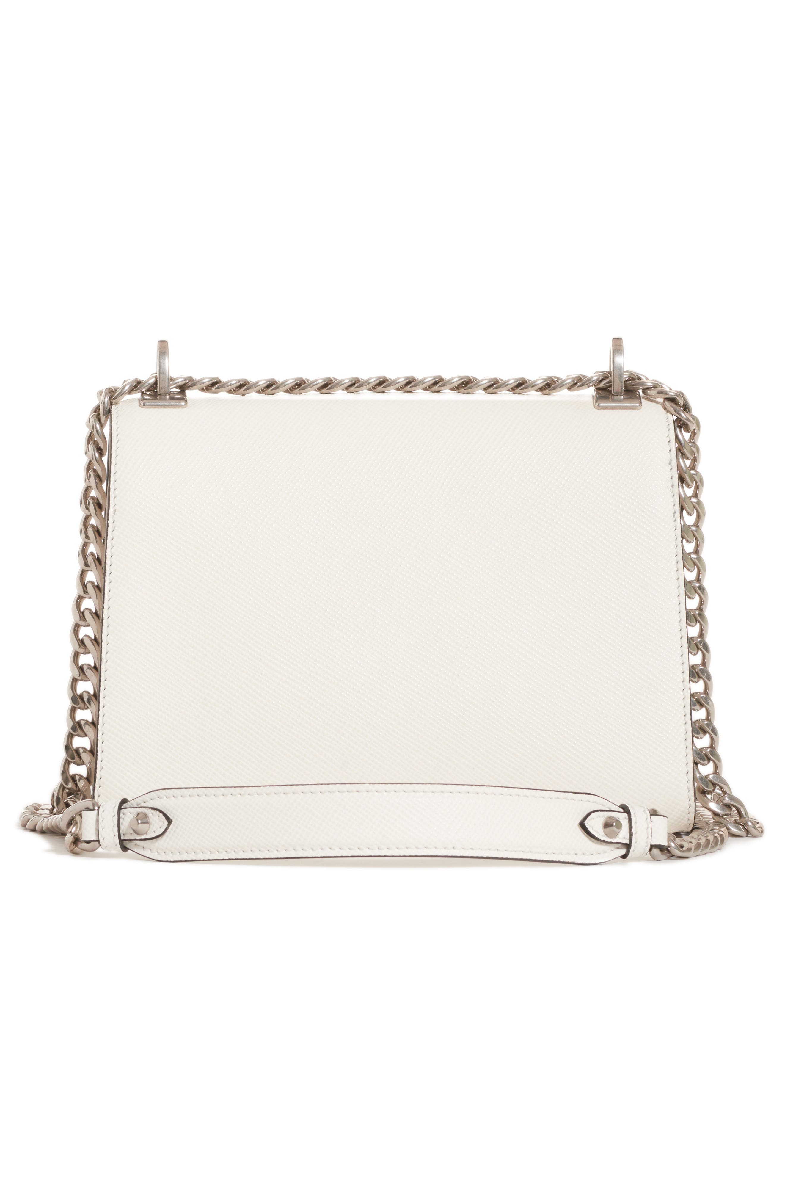 Monochrome Saffiano Leather Shoulder Bag, Alternate, color, BIANCO