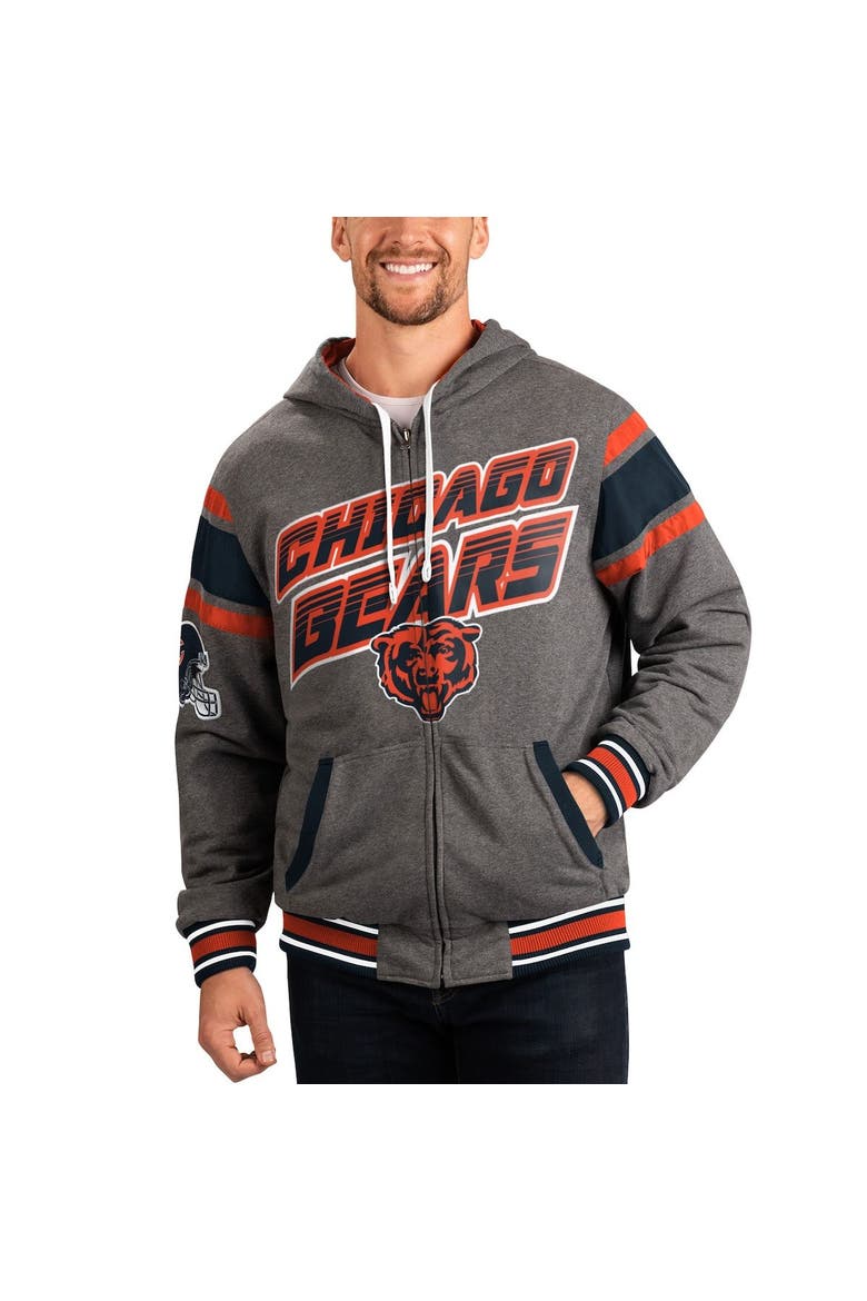 Men's G-III Sports by Carl Banks Navy/Gray Chicago Bears Extreme Full Back Reversible Hoodie Full-Zip Jacket, Main, color, Navy
