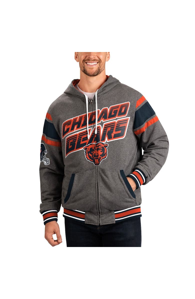 G-III SPORTS BY CARL BANKS Men's G-III Sports by Carl Banks Navy/Gray Chicago Bears Extreme Full Back Reversible Hoodie Full-Zip Jacket, Main, color, Navy