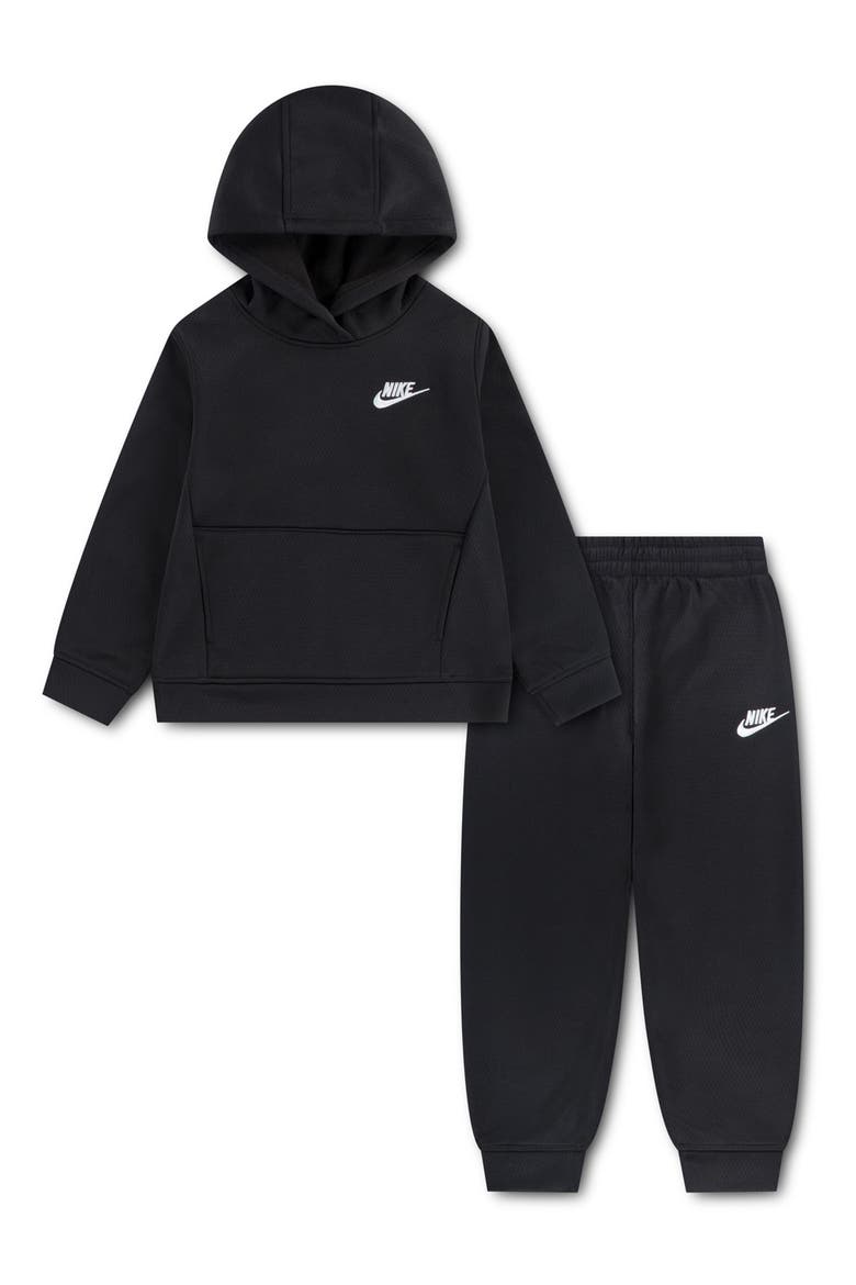 Kids' Mesh Fleece Hoodie & Pants Set, Main, color, BLACK