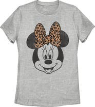 Mickey & Friends Women's Mickey & Friends Minnie Mouse Cheetah Print Bow  Graphic T-Shirt