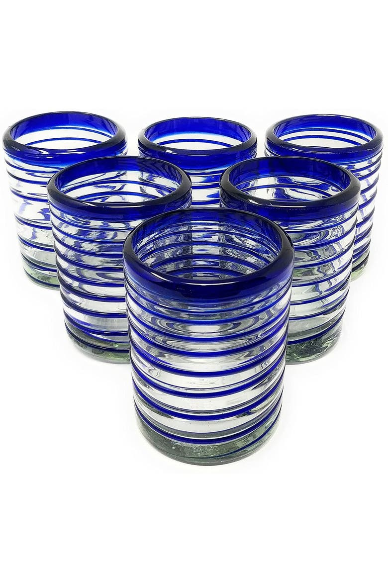 Tumbler Glasses with Spiral  - Set of 6 Tumbler, Main, color, Cobalt