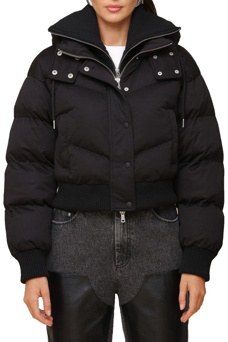 Thermalpuff™ Crop Puffer Jacket with Rib Bib, Alternate, color, BLACK