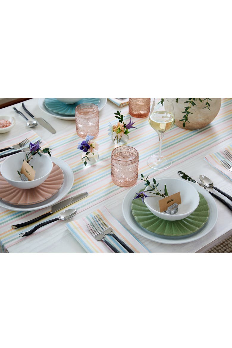 Linen Table Runner - Julia, Alternate, color, Muted Pastel Stripe