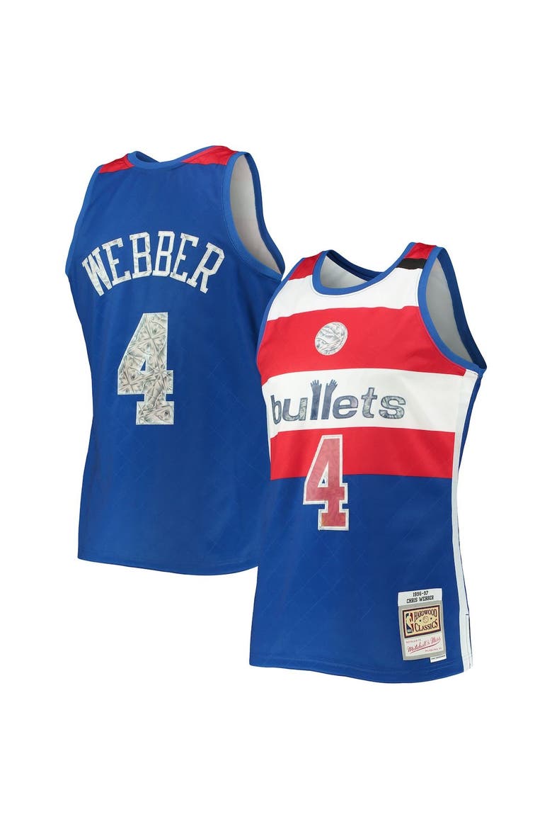 Men's Mitchell & Ness Chris Webber Blue Washington Bullets 1996/97 Hardwood Classics NBA 75th Anniversary Diamond Swingman Jersey, Alternate, color, Blue