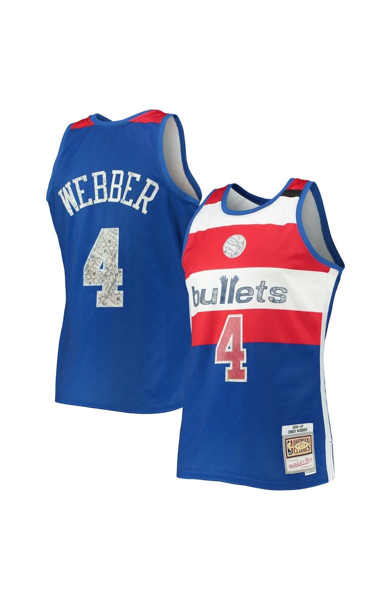 Mitchell & Ness Men's Mitchell & Ness Chris Webber Blue Washington Bullets 1996/97 Hardwood Classics NBA 75th Anniversary Diamond Swingman Jersey, Alternate, color, 