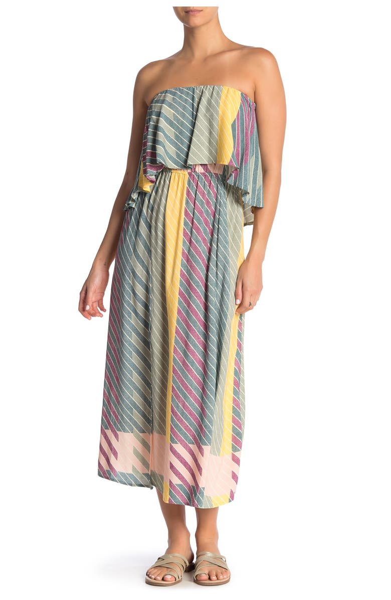 O'Neill Koi Strapless Midi Dress, Alternate, color, 