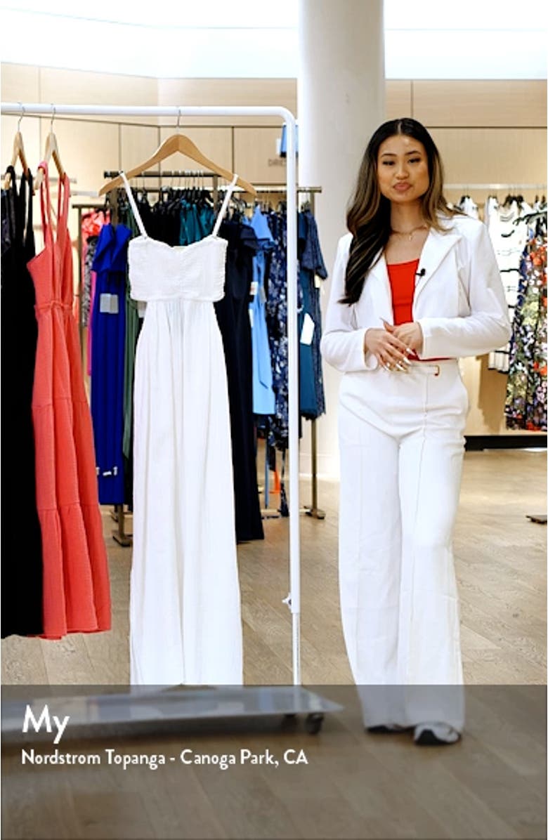 Smocked Bodice Cotton Seersucker Cover-Up Dress, sales video thumbnail