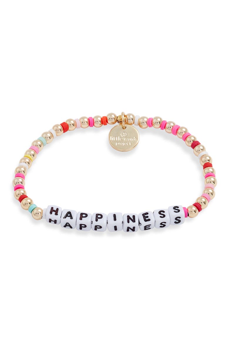 Happiness Beaded Stretch Bracelet, Main, color, PINK MULTI