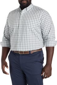 Oak Hill by DXL Big & Tall Small Plaid Tech Sport Shirt