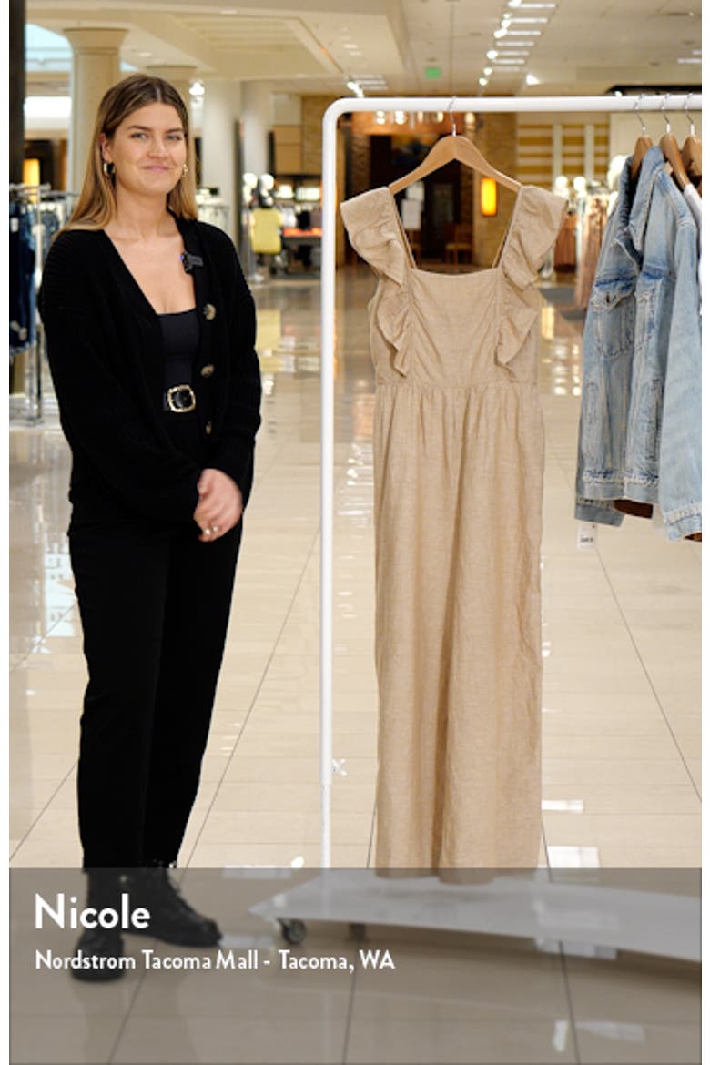 Linen Blend Ruffle Tie-Back Jumpsuit video