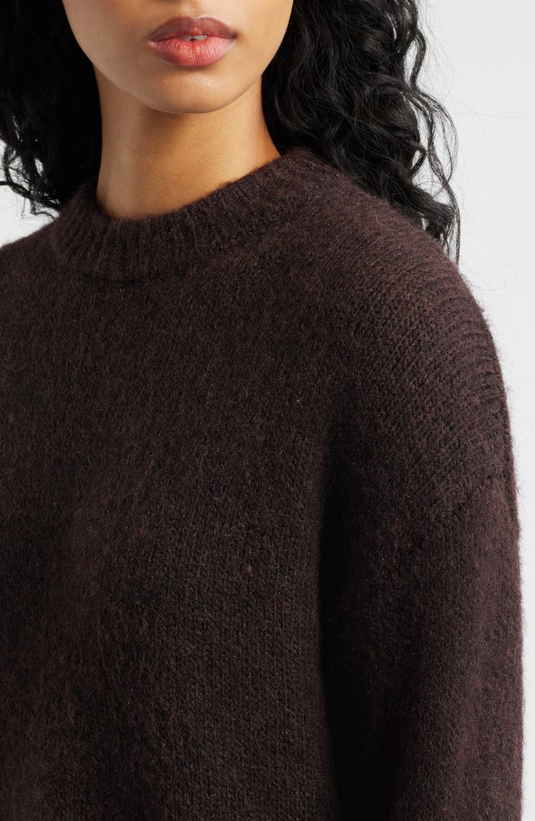Topshop Boxy Fluffy Crewneck Sweater, Alternate, color, Chocolate