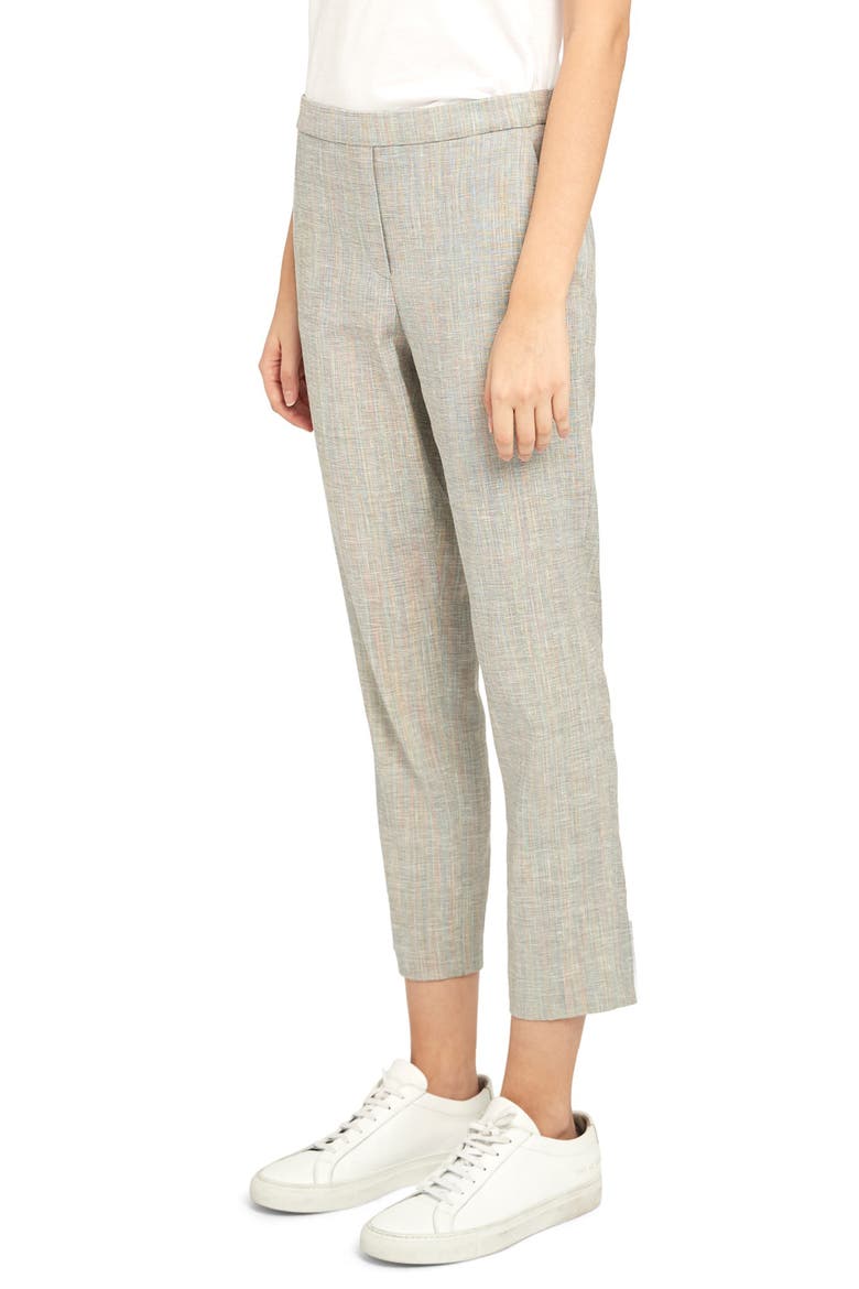 Treeca Pull-On Linen Blend Crop Trousers, Alternate, color, MULTI