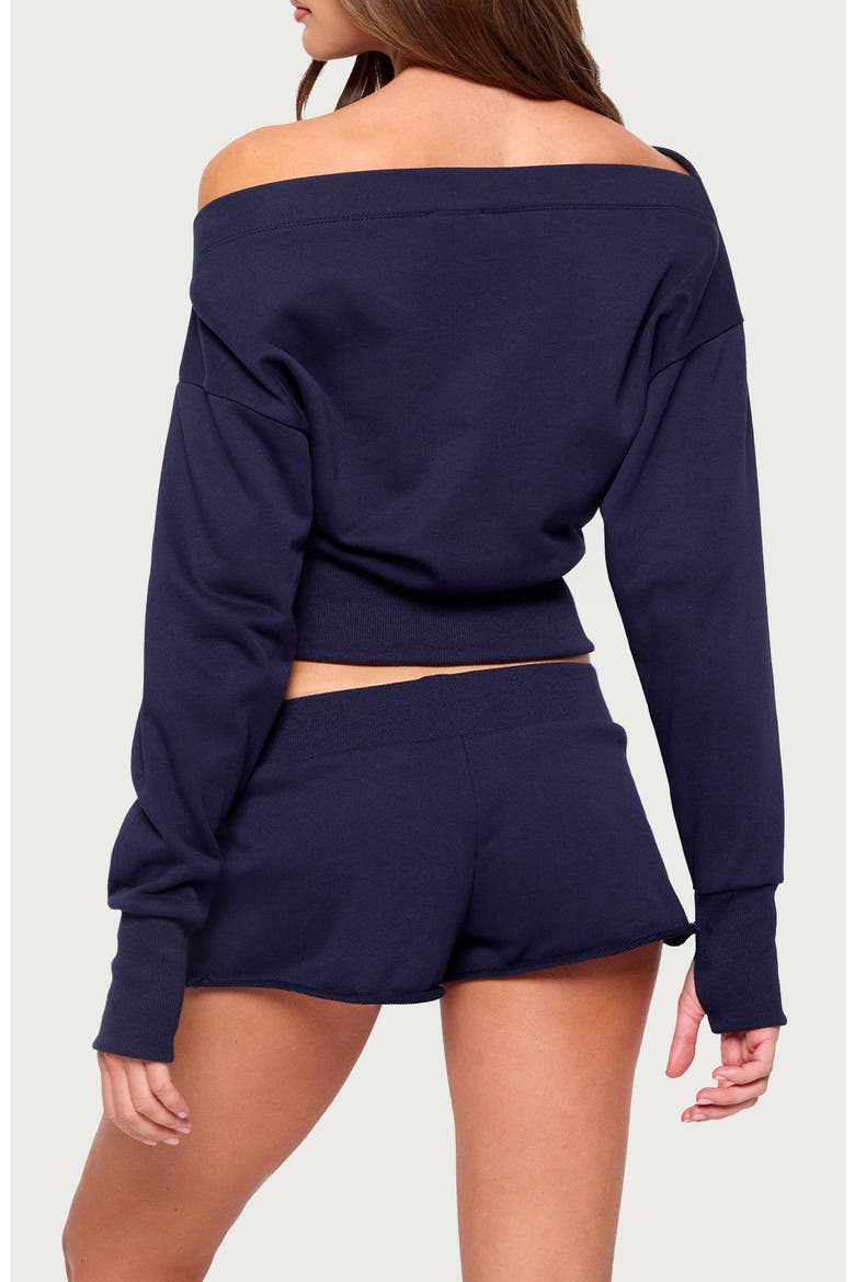 Hennie Off the Shoulder Sweatshirt, Alternate, color, NAVY