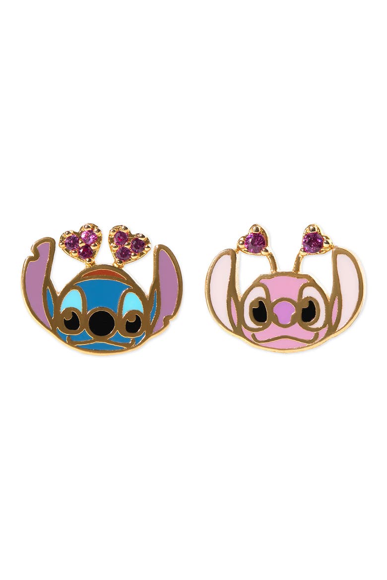 Disney Stitch Angel Stud Earrings Set, Main, color, GOLD