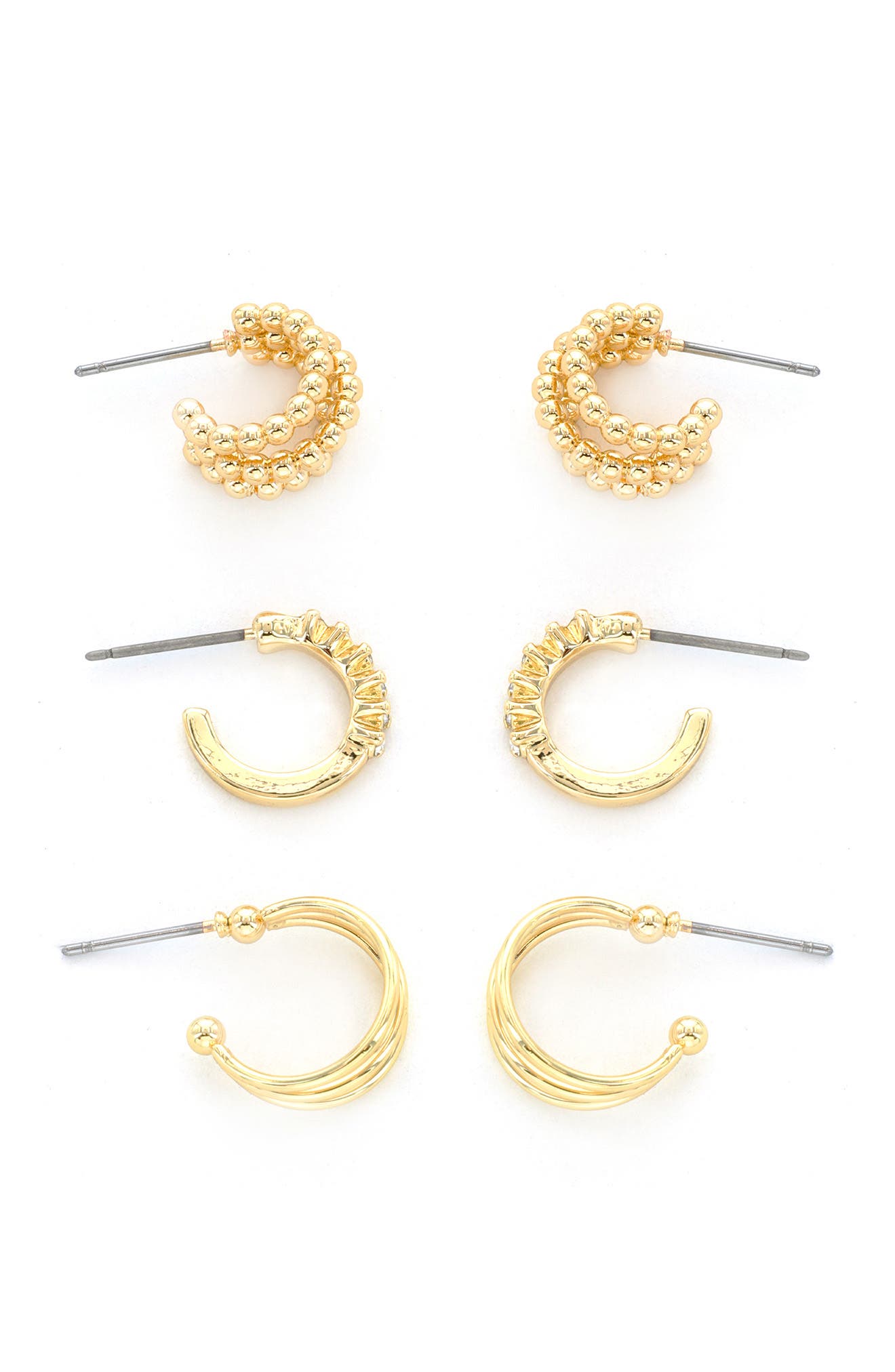 Panacea Set of 3 Assorted Hoop Earrings