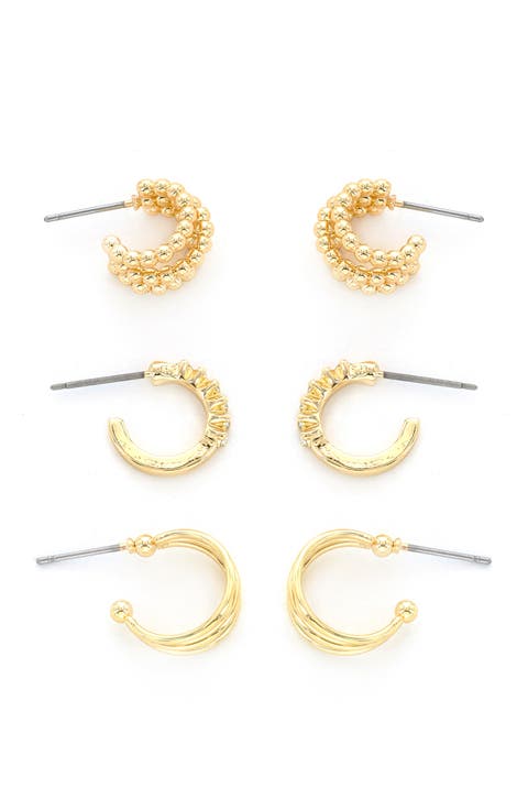 Set of 3 Assorted Hoop Earrings