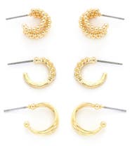 Panacea Set of 3 Assorted Hoop Earrings