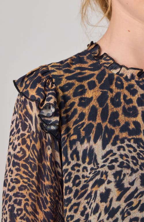 Smallsaints By Allsaints Kids' Leopard Print Tiered Long Sleeve Dress In Brown