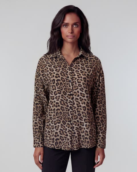 Leopard Womens Linen Shirt
