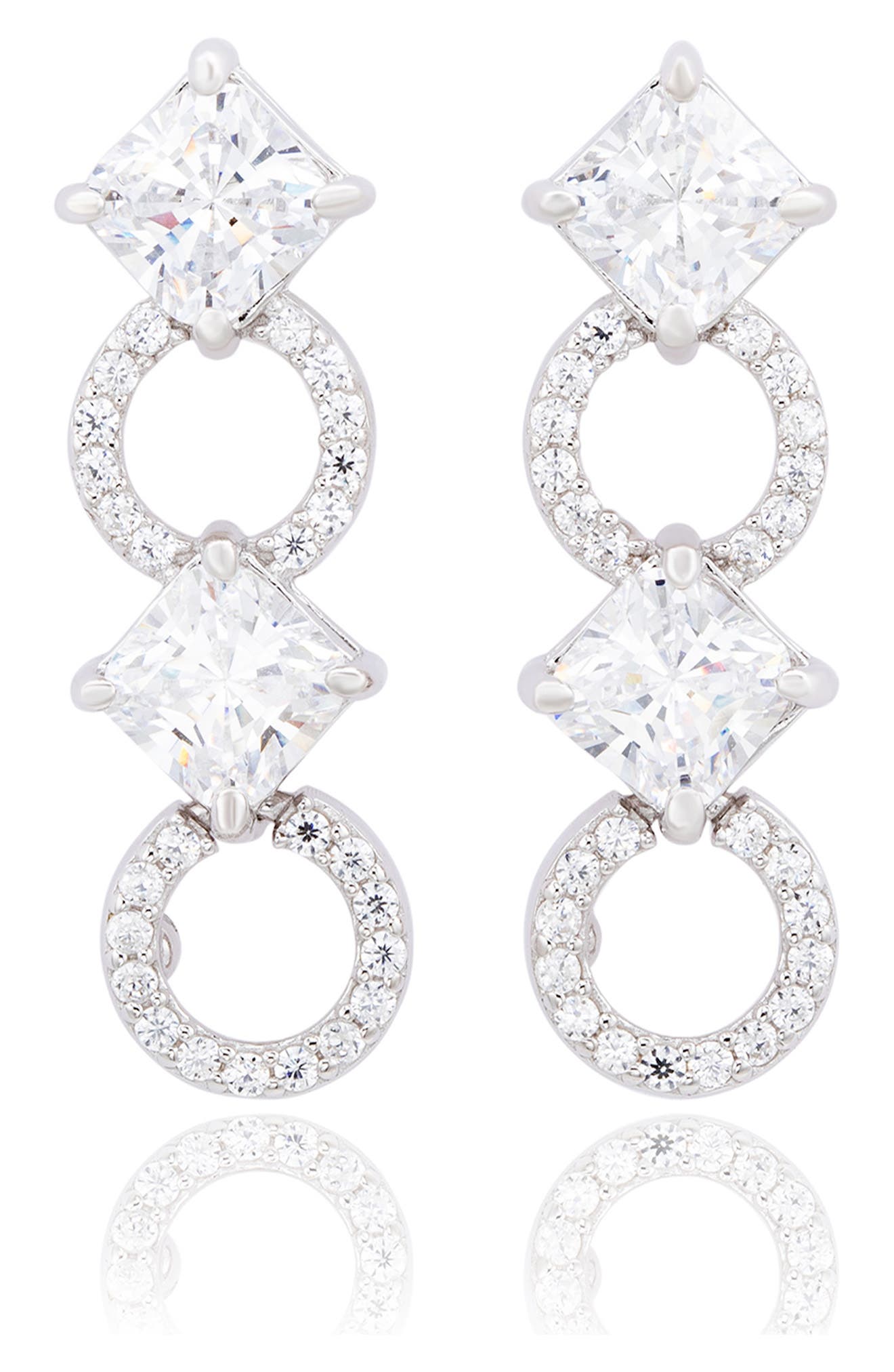 SUZY LEVIAN Sterling Silver CZ Link Drop Earrings
