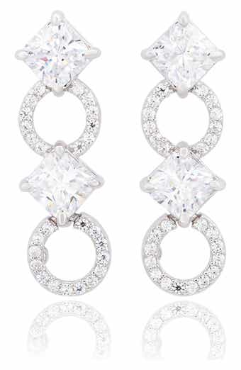Sterling Silver CZ Link Drop Earrings