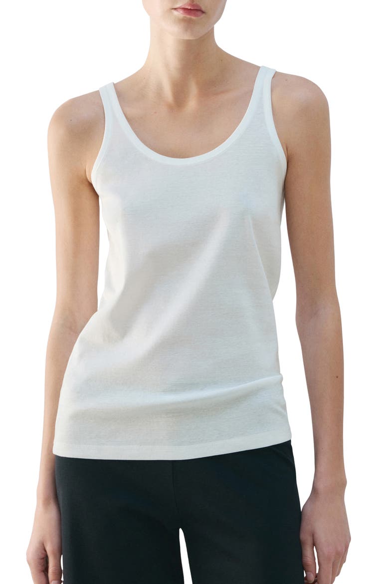 Scoop Neck Cotton Tank, Main, color, WHITE
