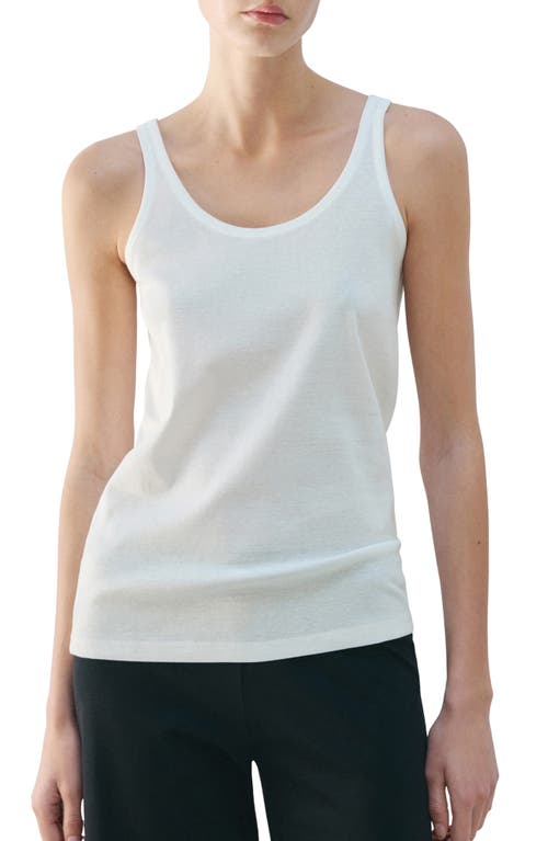 Mango Scoop Neck Cotton Tank In White