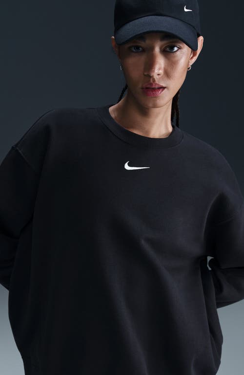Nike Phoenix Fleece Oversize Crewneck Sweatshirt In Black