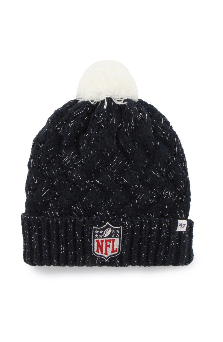 '47 Women's '47 Navy NFL Fiona New York Giants Cuffed Knit Hat with Pom, Main, color, 