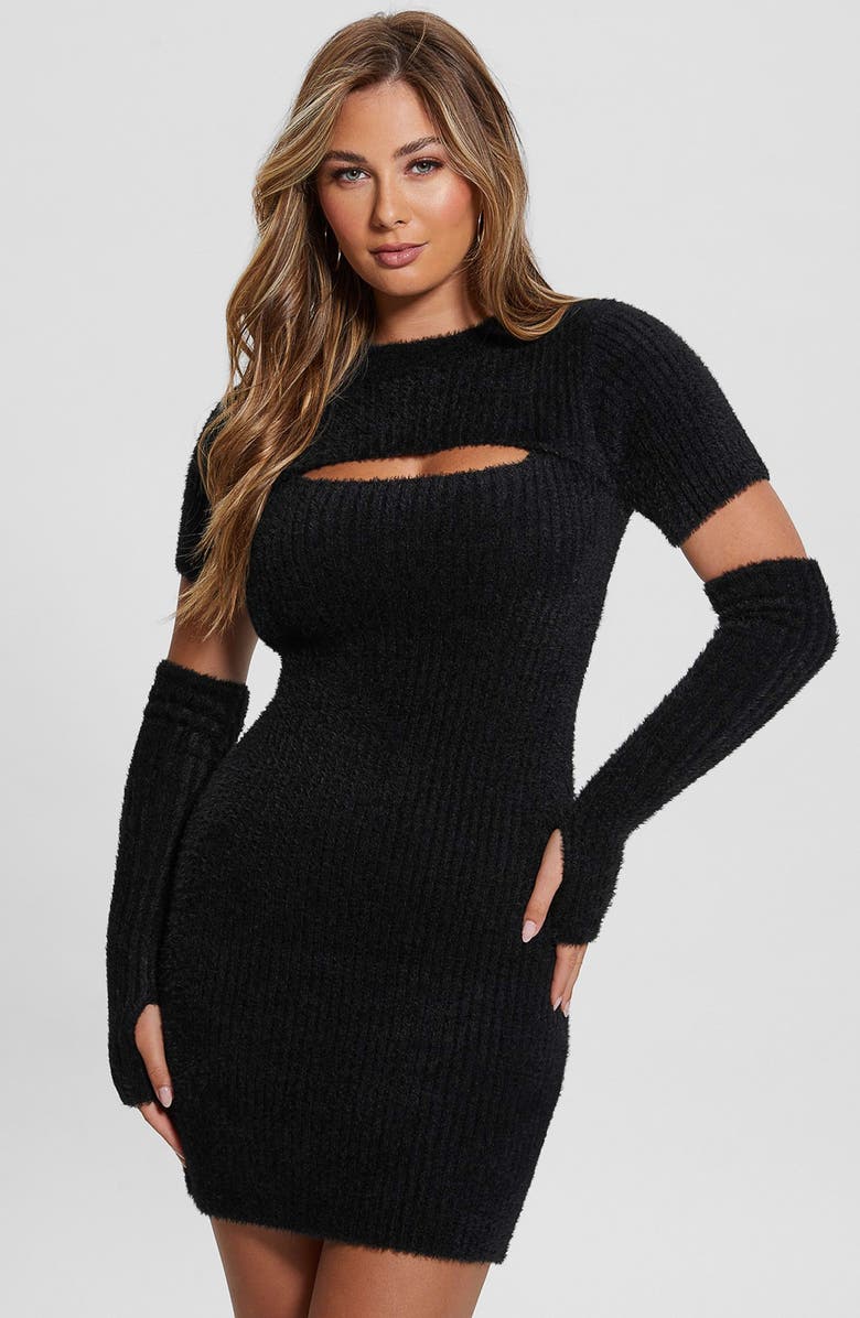 GUESS Detached Long Sleeve Knit Body-Con Minidress, Alternate, color,