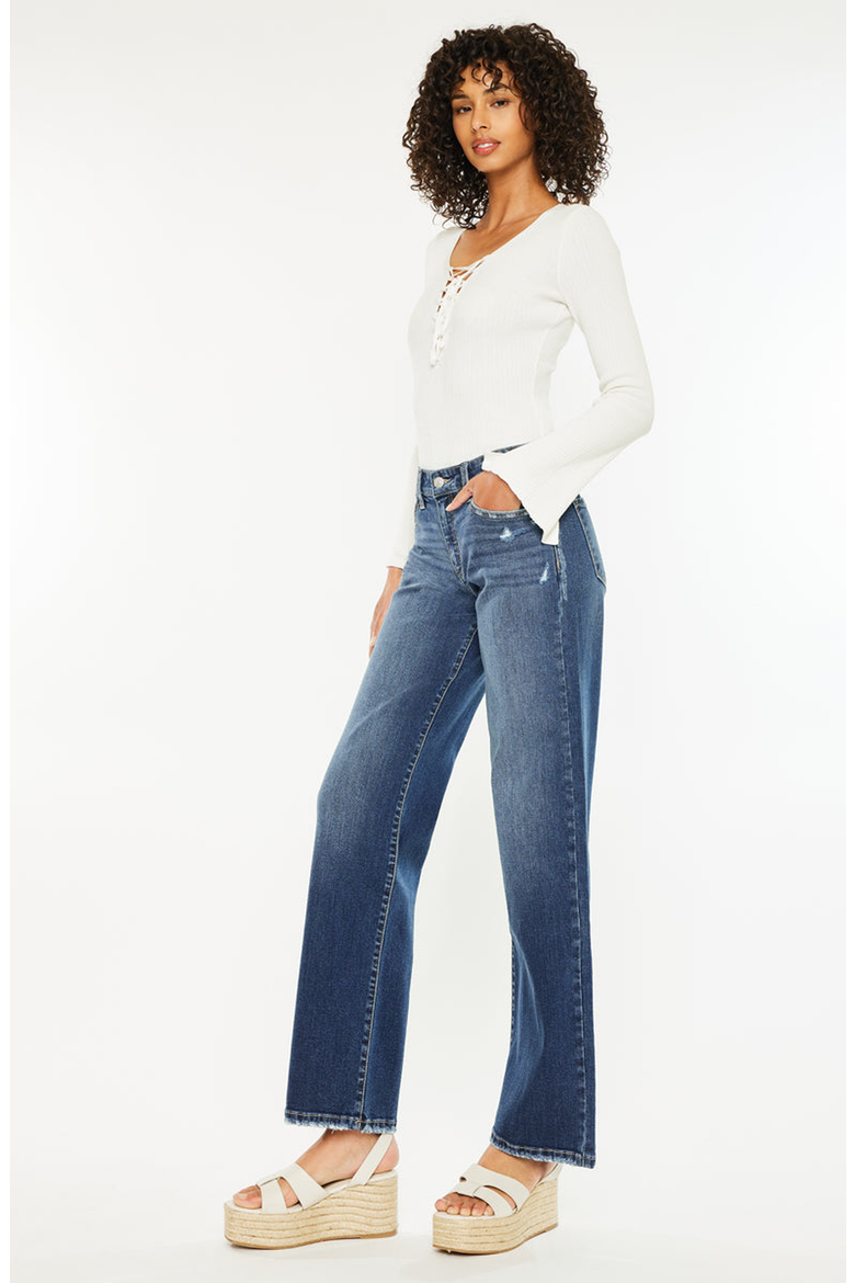 Gemma Mid Rise Wide Leg Jeans, Alternate, color, Dark Wash