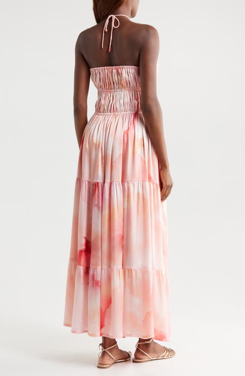 Boamar Pia Print Halter Cover-up Maxi Dress In Pink