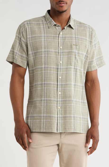 Barbour Coldingham Regular Fit Windowpane Short Sleeve Linen & Cotton Button-Up Shirt