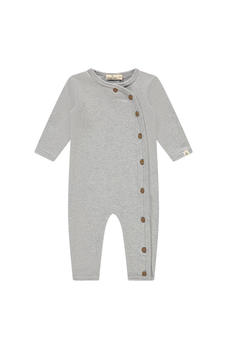 BABYFACE Long Sleeve Romper, Main, color, Light Grey Melange