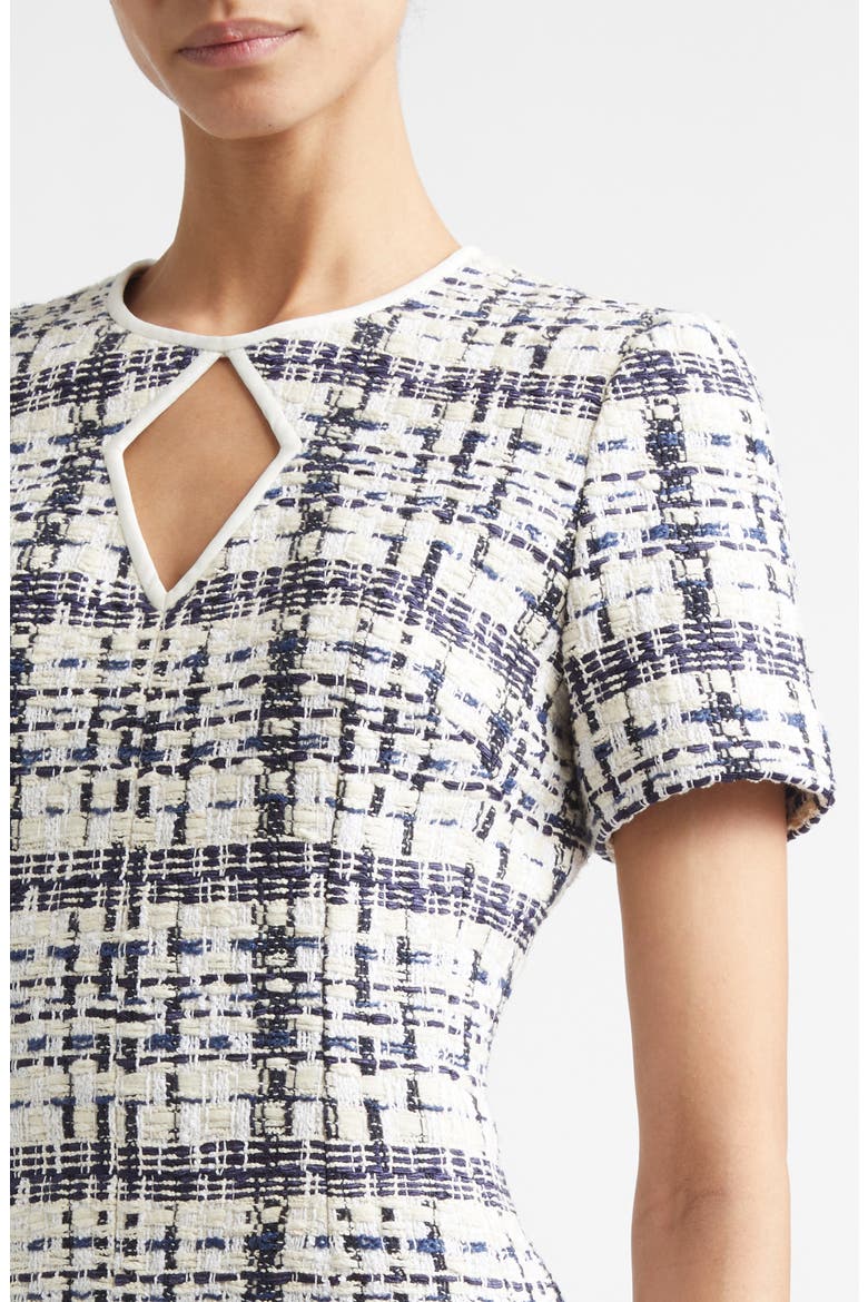 St. Tropez Tweed Cutout Sheath Dress, Alternate, color, ECRU/BRIGHT WHITE/BLACK MULTI