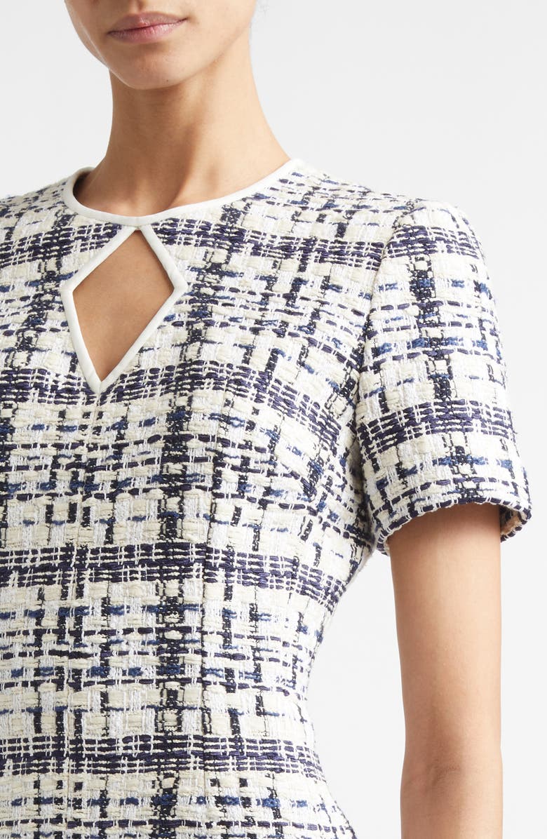 ST. JOHN St. Tropez Tweed Cutout Sheath Dress, Alternate, color, Ecru/Bright White/Black Multi