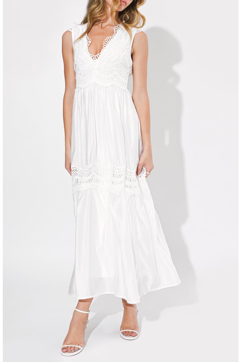 Lace Inset Maxi Dress, Alternate, color, WHITE