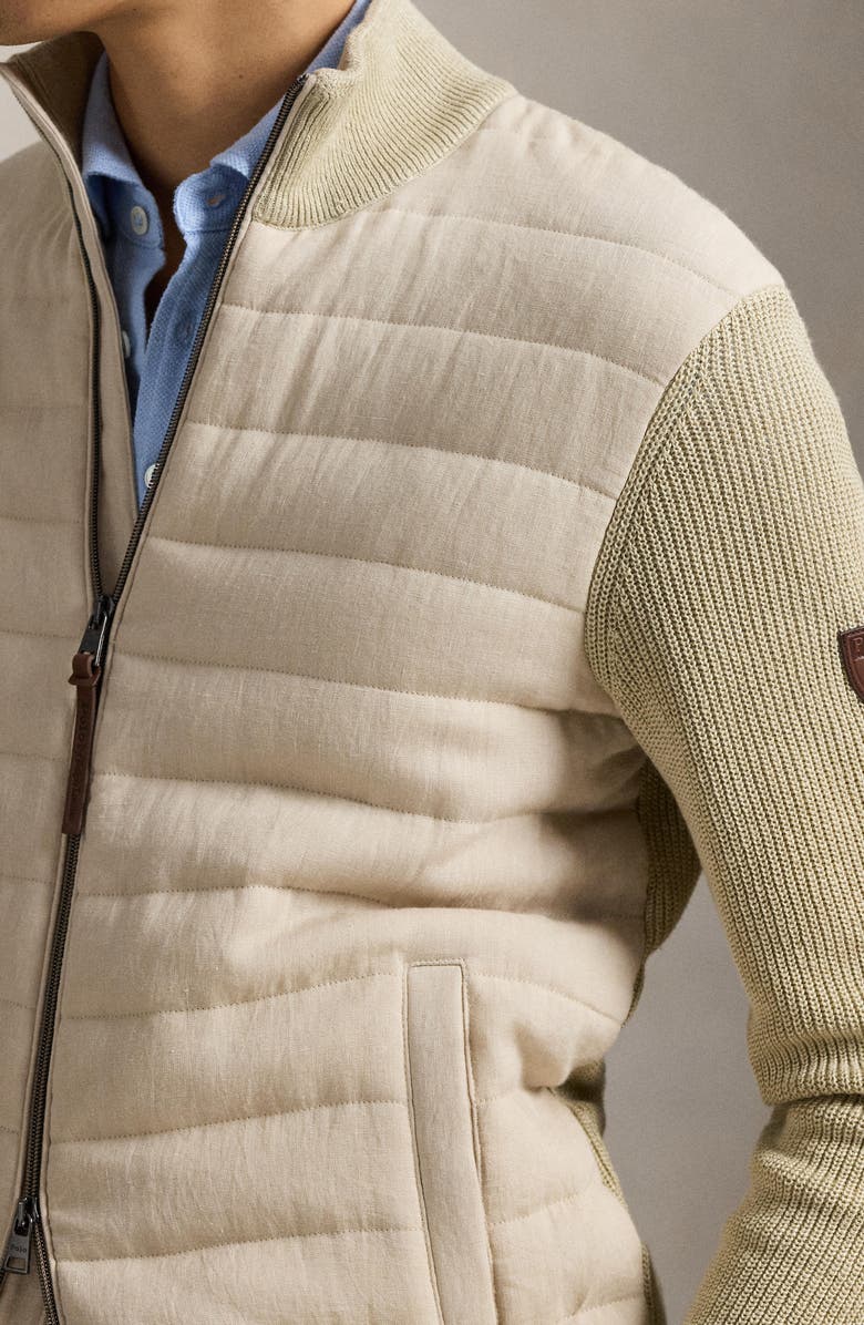 Polo Ralph Lauren Hybrid Linen Zip Cardigan, Alternate, color, Beige Linen