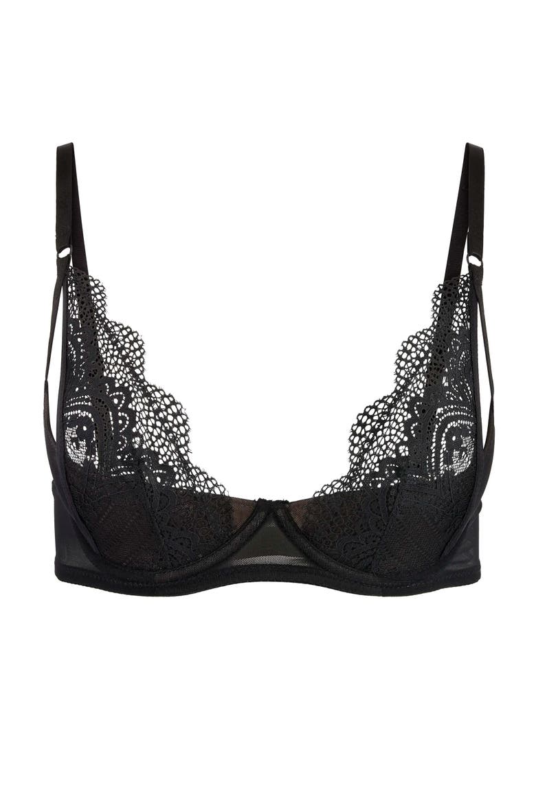 Kaia Unlined Quarter Cup Bra, Alternate, color, Charcoal