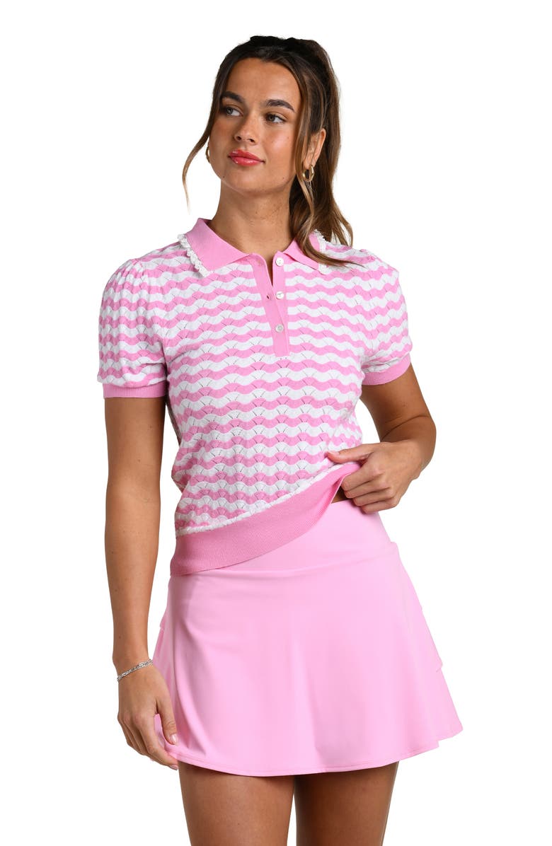 PALM & PADDLE BY LA BLANCA Wavy Pointelle Polo, Alternate, color, 