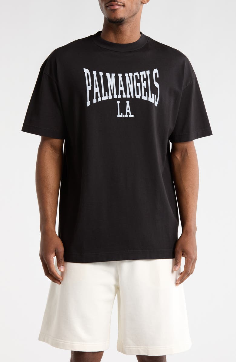 Palm Angels Logo Graphic T-Shirt, Main, color, Black/White